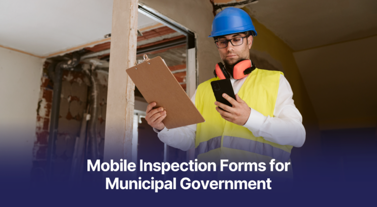 A municipal worker using a mobile inspection app on a tablet to capture verifiable field data and GPS coordinates.